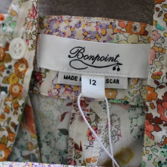 NWT Bonpoint Nioui Cotton Overalls Smocked Bib Floral Boho Print Girls 12 - Picture 7 of 9